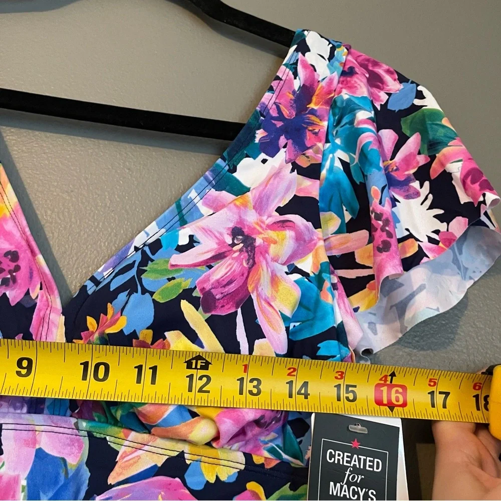 NWT Swim Solutions Sz 8 Garden Dreams Flutter Sleeve One-Piece Swimsuit Ret $102 - Picture 8 of 13